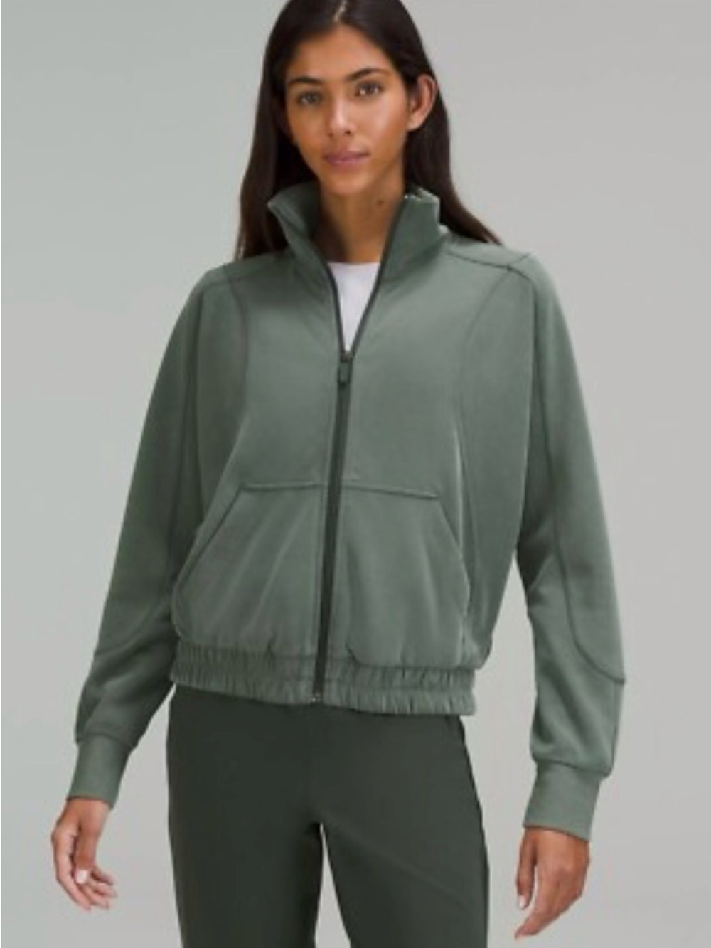 lululemon athletica sage brushed softsreme funnel meck zip up size 6 NWT